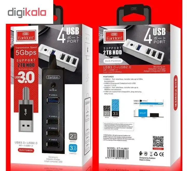 هاب 4 پورت USB 3.0 ارلدام مدل ET-HUB07