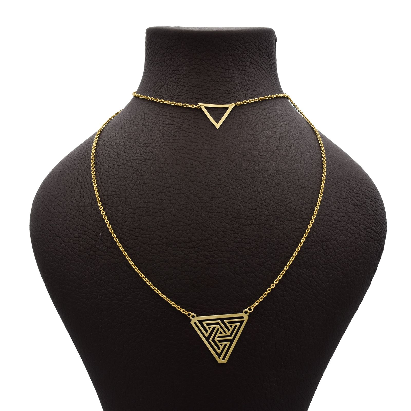 گردنبند طلا 18 عیار زنانه آمانژ طرح مثلث کد 743D3150 -  - 1