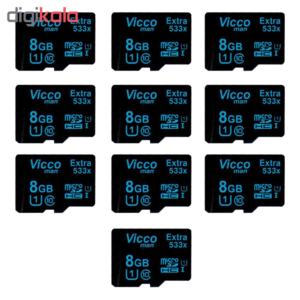 خرید کارت حافظه microSDHC ویکو من مدل Extre 533X کلاس 10 استاندارد UHS-I U1 سرعت80MBps ظرفیت 8 گیگابایت بسته 10عددی با قیمت مناسب