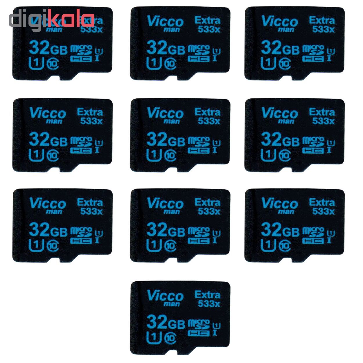خرید کارت حافظه microSDHC ویکومن مدل Extre 533X کلاس 10 استاندارد UHS-I U1 سرعت80MBps ظرفیت 32 گیگابایت بسته 10 عددی با قیمت مناسب