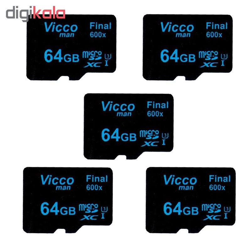 کارت حافظه microSDXC ویکومن مدل Final 600x کلاس 10 استاندارد UHS-I U3 سرعت90MBps ظرفیت 64 گیگابایت بسته 5 عددی