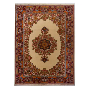 فرش دستباف شش متری فراهان طرح ترنج کف ساده کد 121276