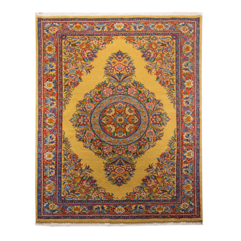 فرش دستباف سه متری طرح گل فرنگ ترنج دار کد 121289