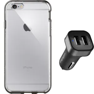 مجموعه کاور و شارژر فندکی اسپیگن شماره 2 مناسب برای گوشی موبایل آیفون 6s