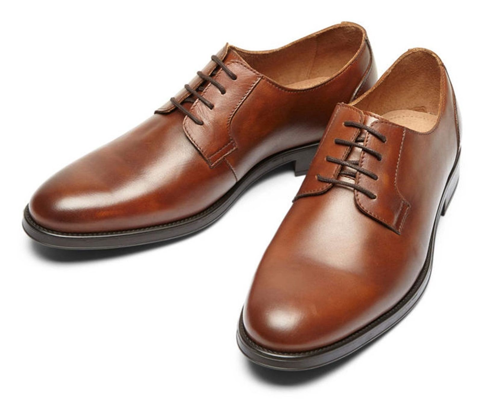 کفش اداری چرم بندی مردانه - سلکتد - قهوه اي - 4