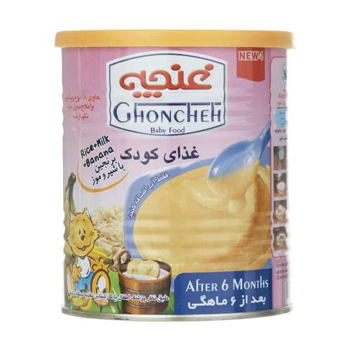 غذای کودک برنجین غنچه پرور با طعم شیر و موز - 400 گرم