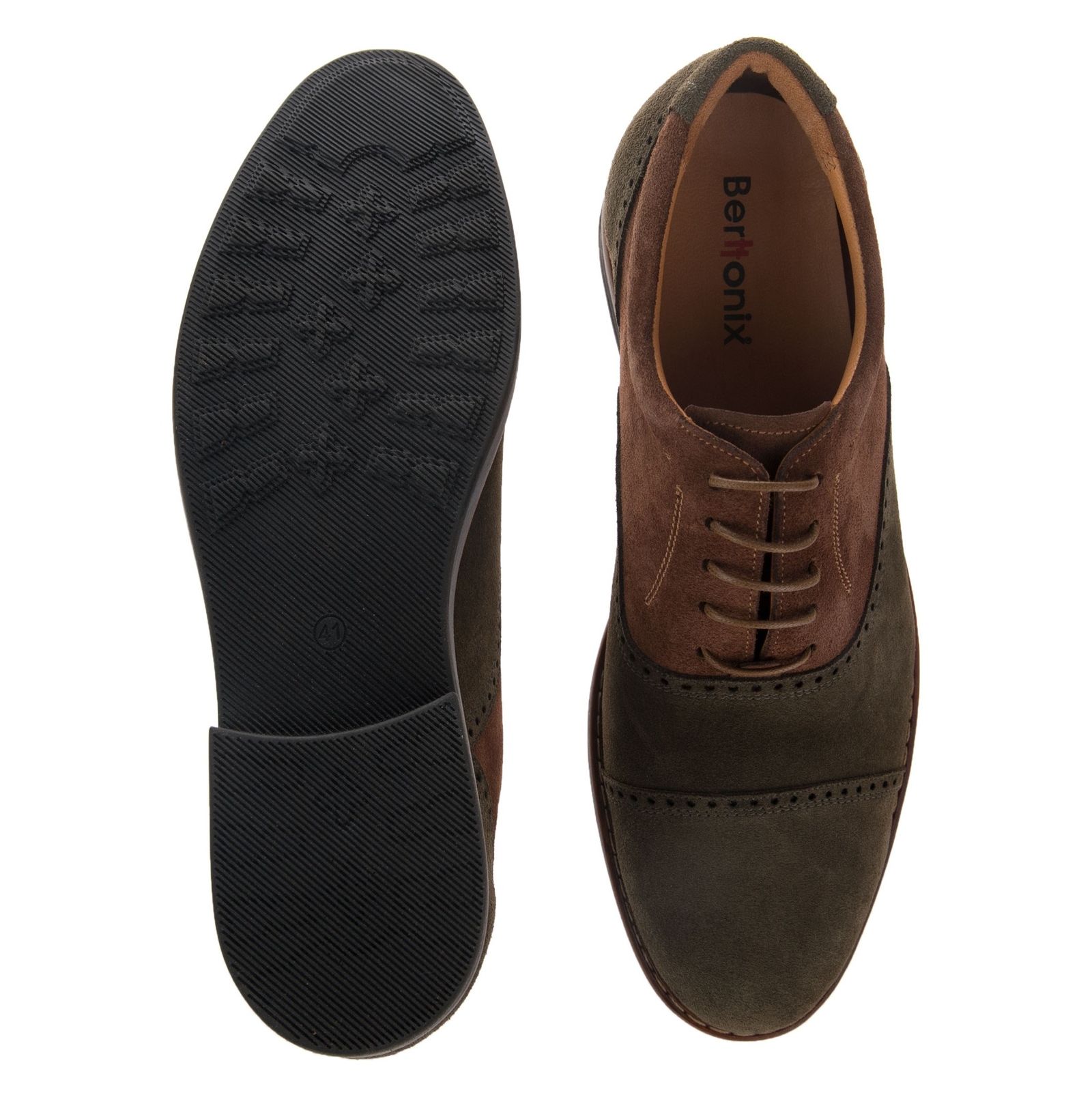 کفش اداری جیر مردانه - برتونیکس - زیتونی و قهوه ای - 3