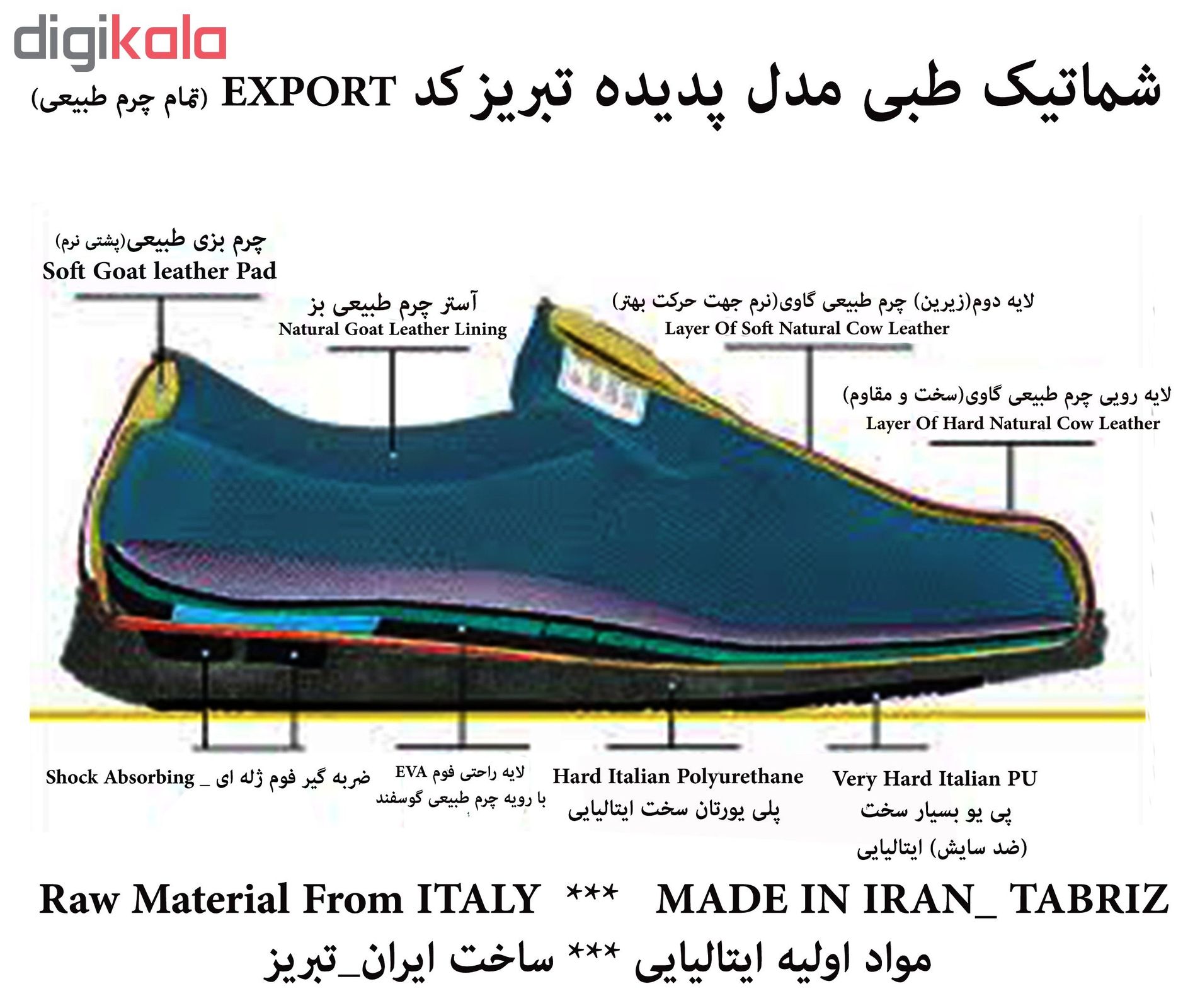 کفش طبی مردانه مدل پدیده تبریز کد Export788