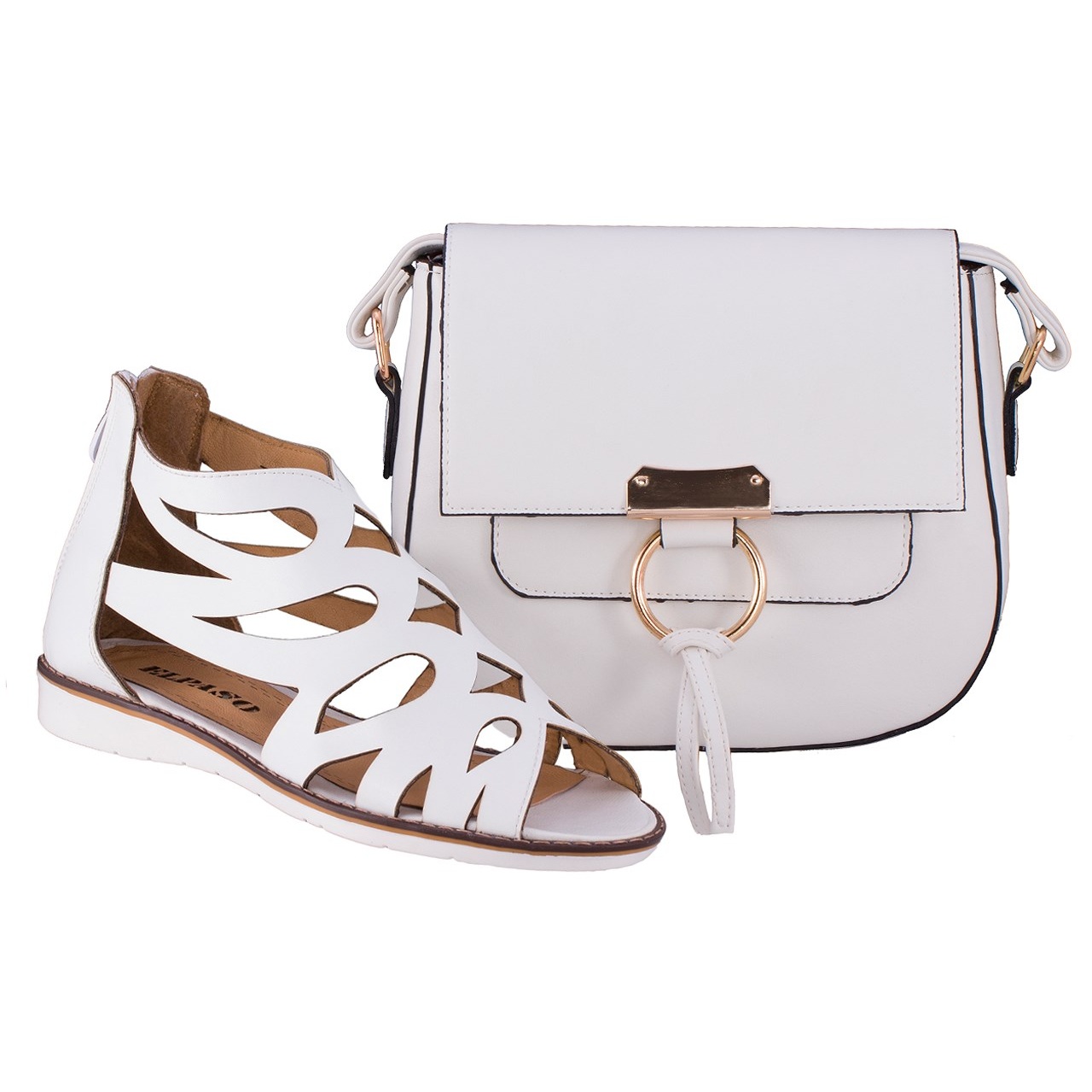 ست کیف و کفش زنانه ال پاسو مدل اشکی سفید 130