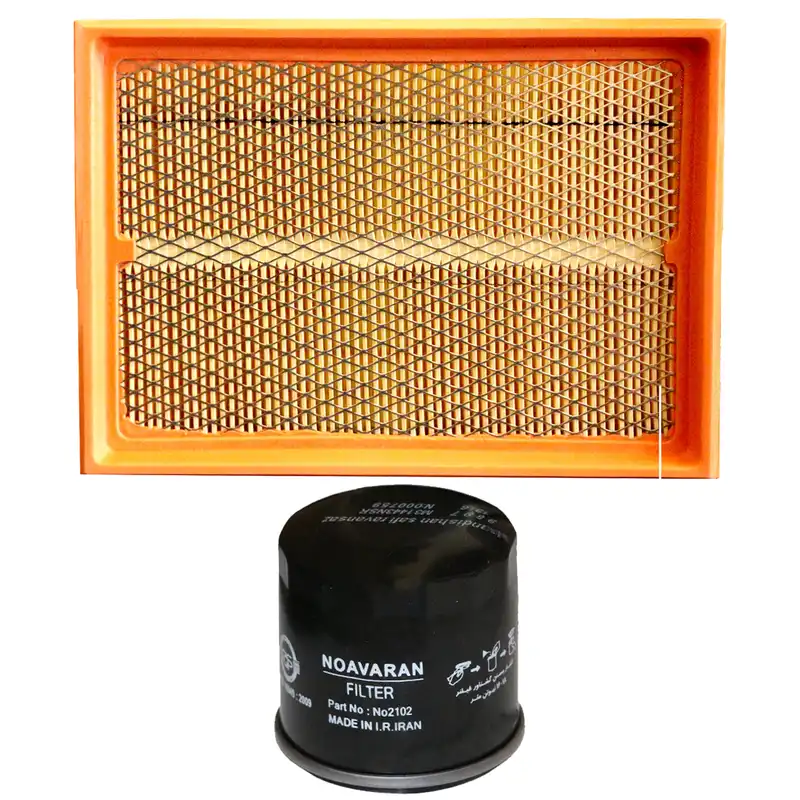 فیلتر روغن خودرو نوآوران مدل P2102 مناسب برای گروه پراید به همراه فیلتر هوا