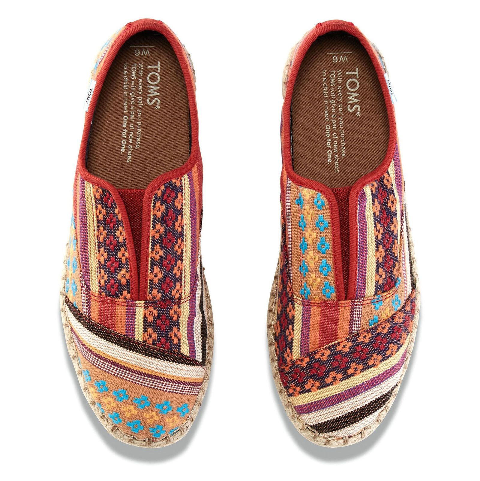 کفش تخت نخی زنانه - تامز - راه راه رنگي طرح منطقه کاين - 3