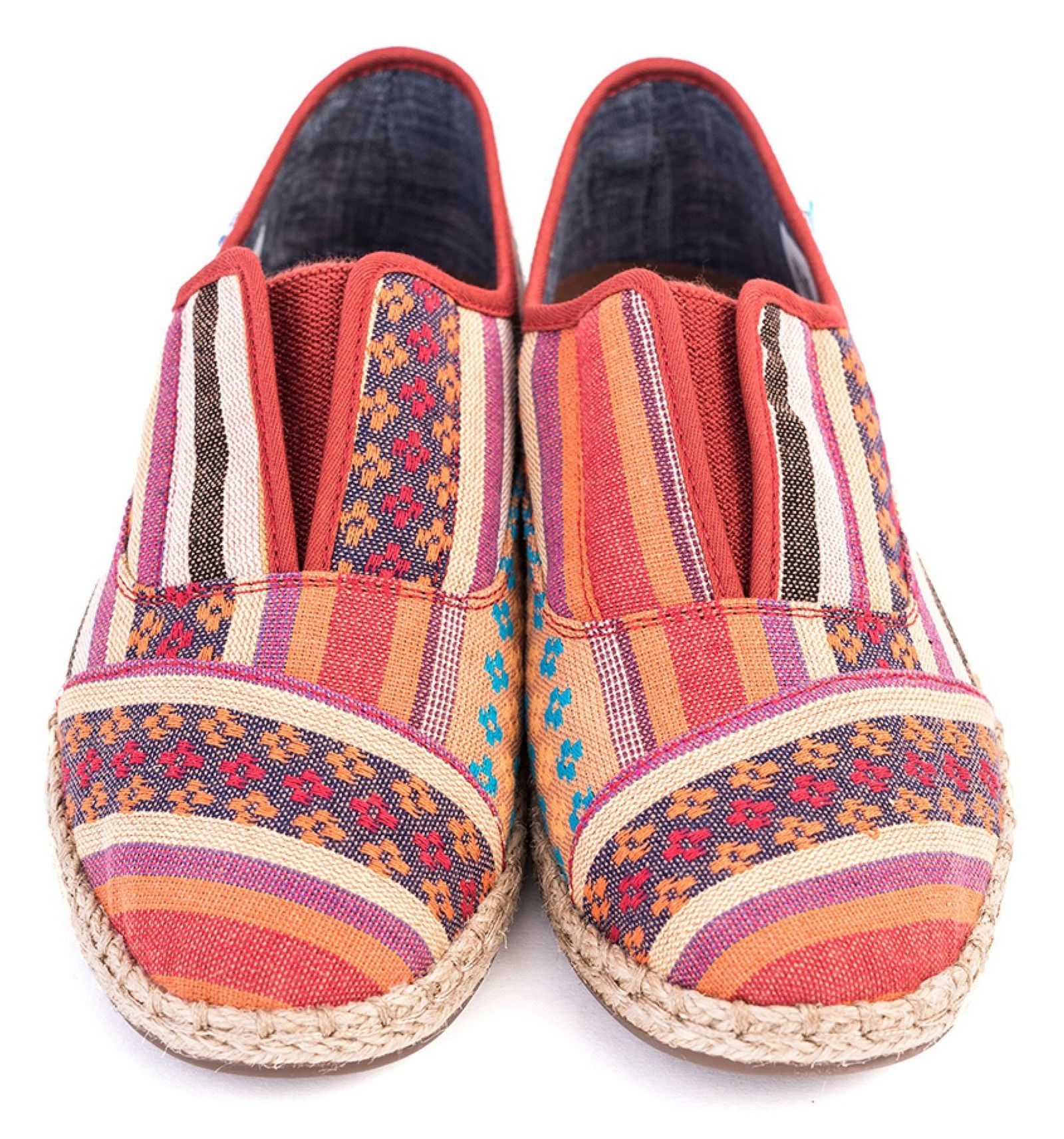کفش تخت نخی زنانه - تامز - راه راه رنگي طرح منطقه کاين - 5