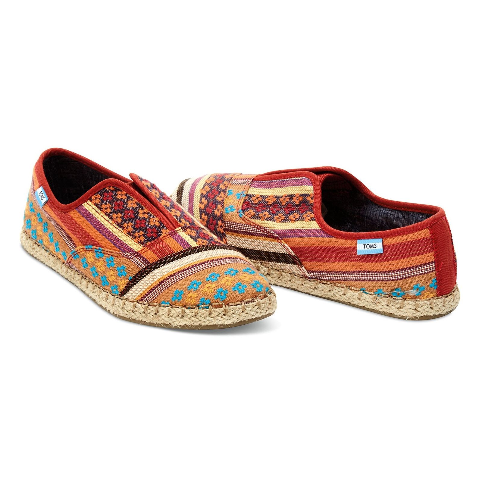 کفش تخت نخی زنانه - تامز - راه راه رنگي طرح منطقه کاين - 8