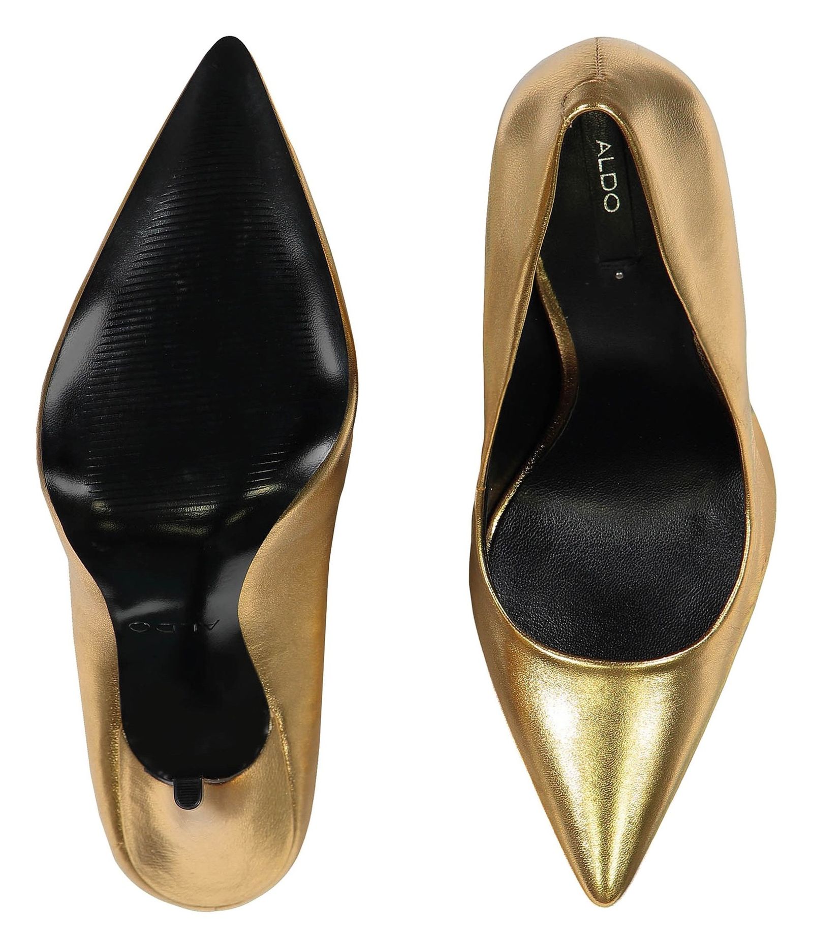 کفش چرم پاشنه بلند زنانه - آلدو - طلايي - 3