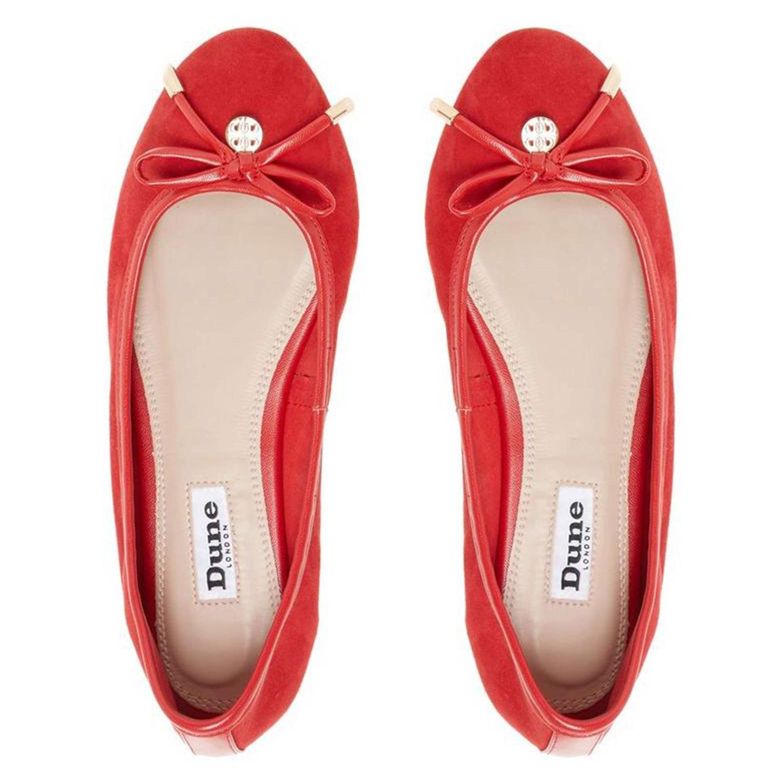 کفش تخت عروسکی جیر زنانه - دون لندن - قرمز - 3