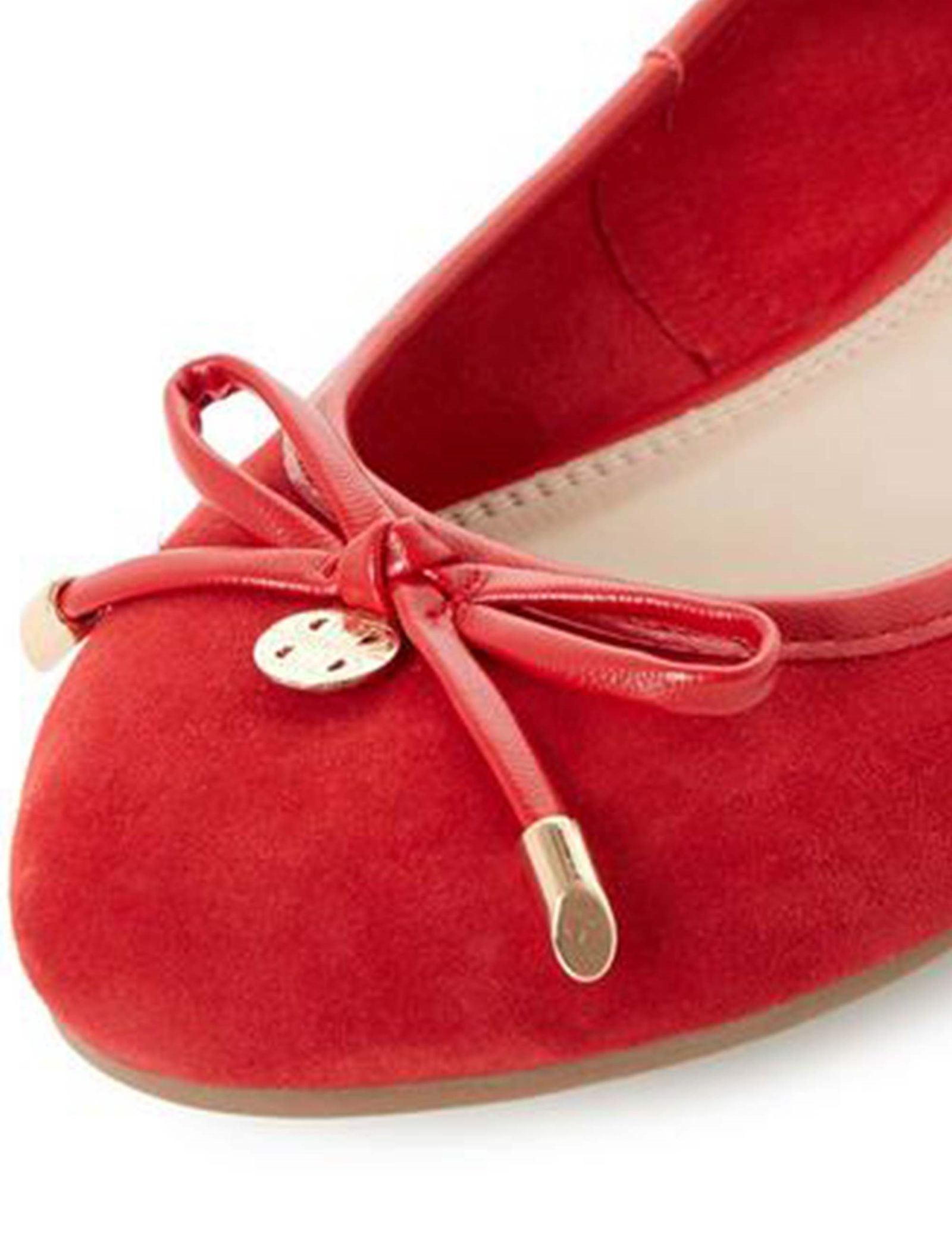 کفش تخت عروسکی جیر زنانه - دون لندن - قرمز - 5