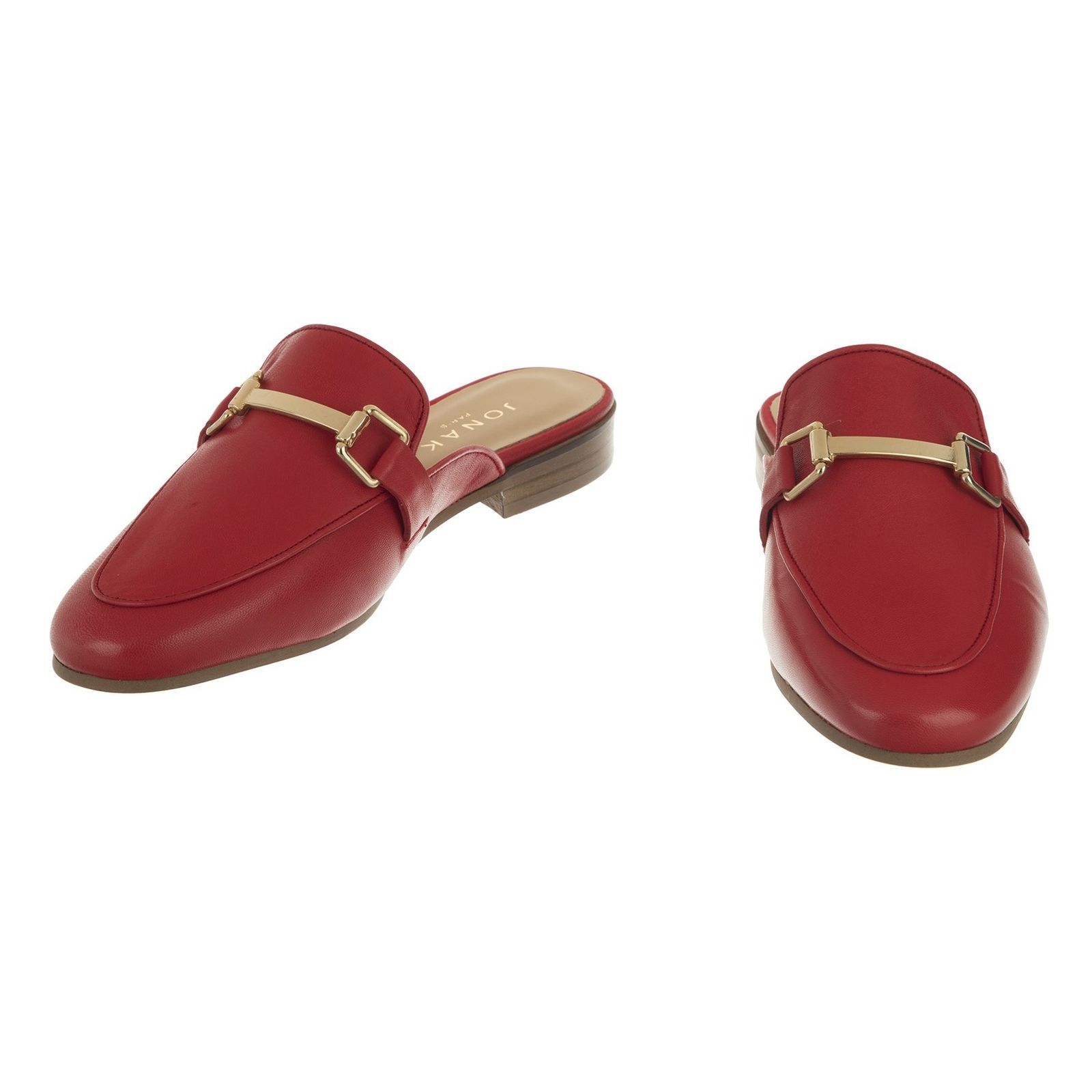 کفش تخت چرم زنانه - ژوناک - قرمز - 5