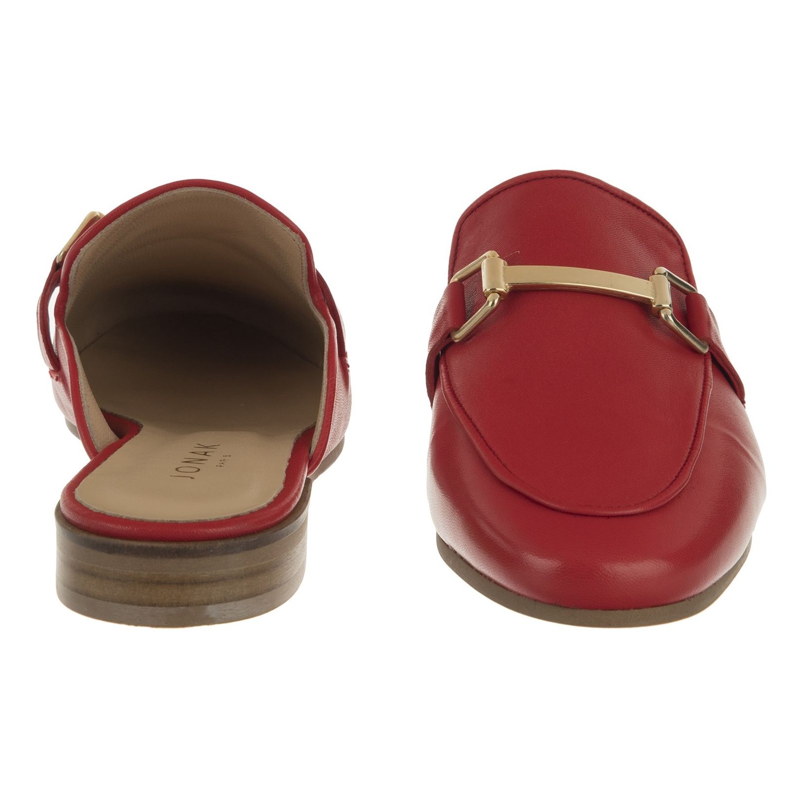 کفش تخت چرم زنانه - ژوناک - قرمز - 6