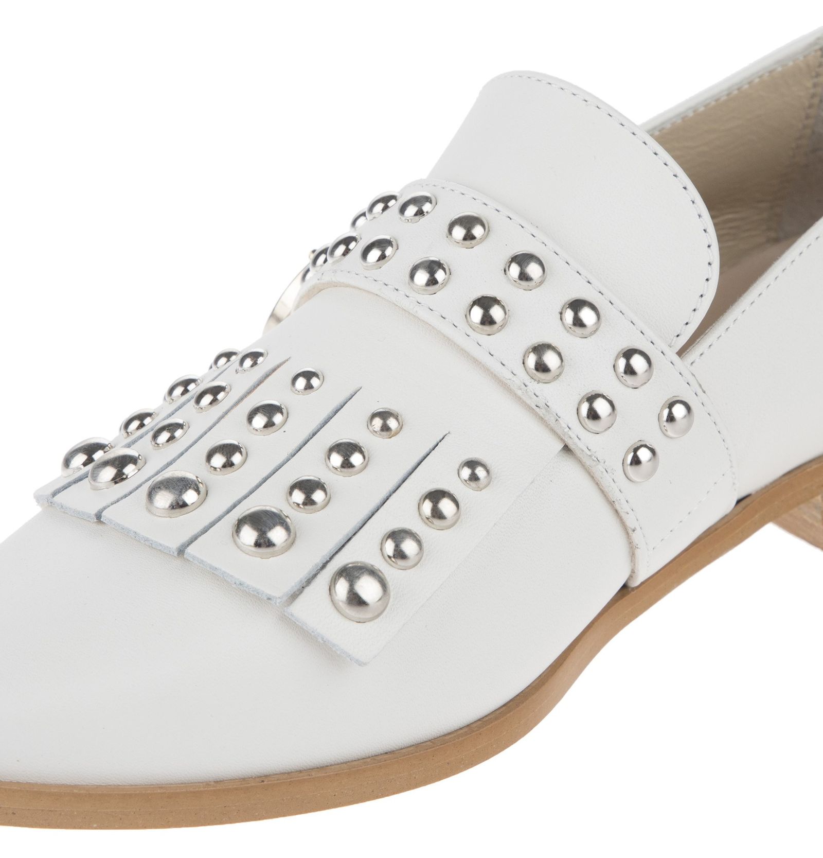 کفش تخت چرم زنانه - ژوناک - سفید - 7