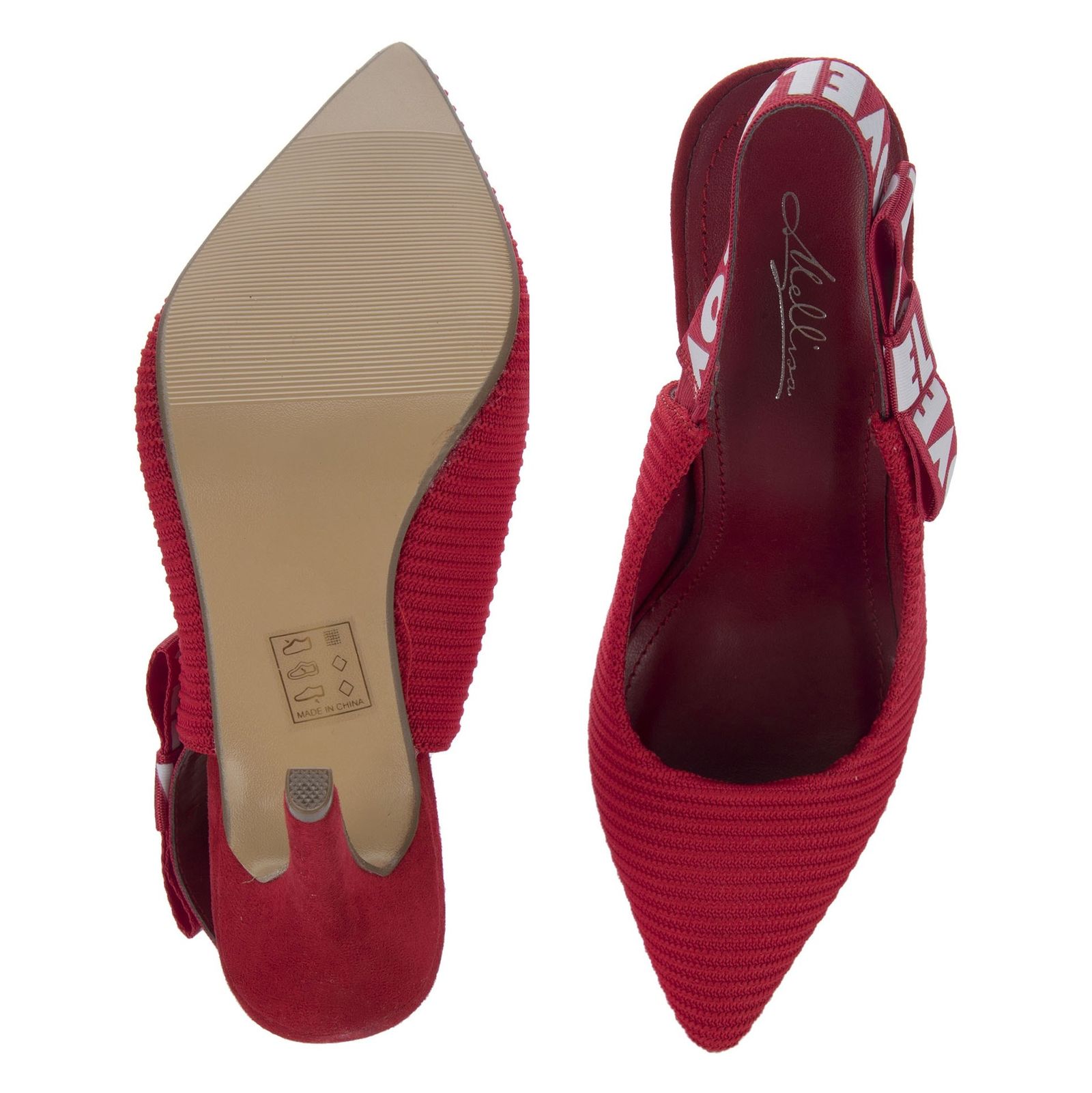 کفش پاشنه بلند پارچه ای زنانه - ملیسا - قرمز - 3