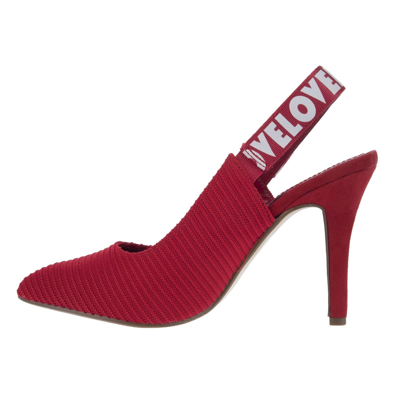 کفش پاشنه بلند پارچه ای زنانه - ملیسا - قرمز - 4