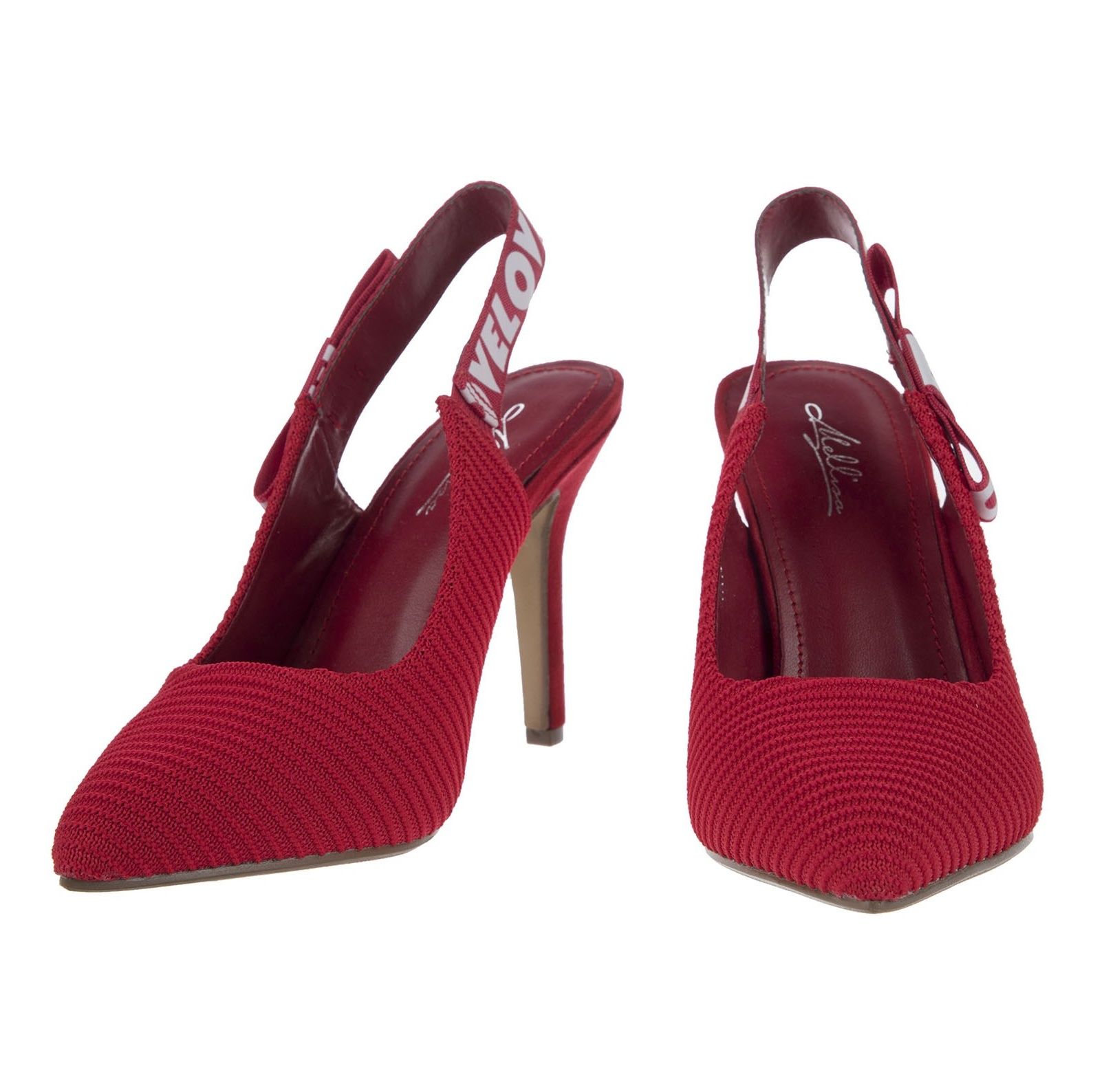 کفش پاشنه بلند پارچه ای زنانه - ملیسا - قرمز - 5