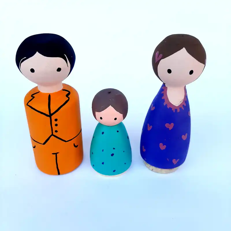 عروسک چوبی مدل خانواده من کد WT01 مجموعه 3 عددی