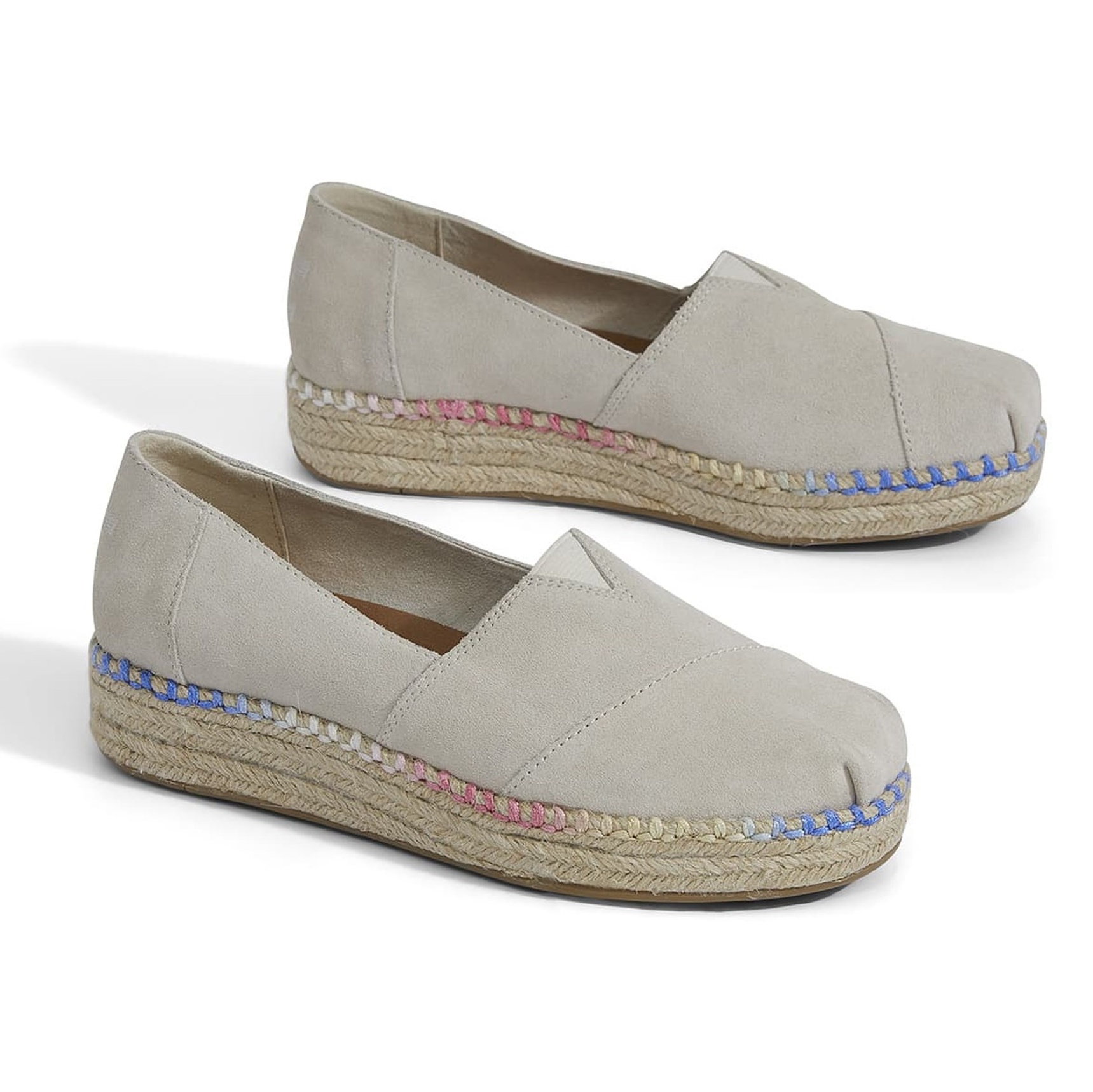 کفش تخت چرمی زنانه Espadrilles - تامز - کرم - 3