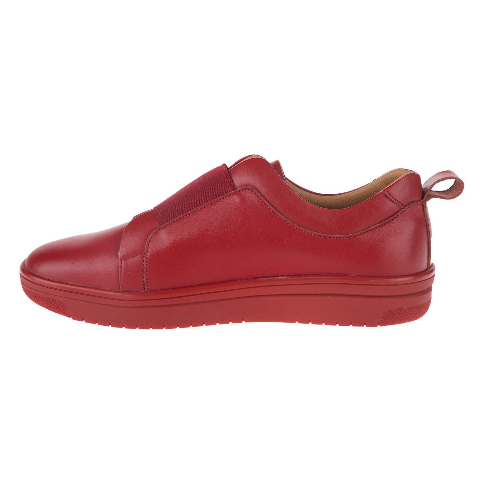 کفش تخت چرم زنانه - برتونیکس - قرمز - 4