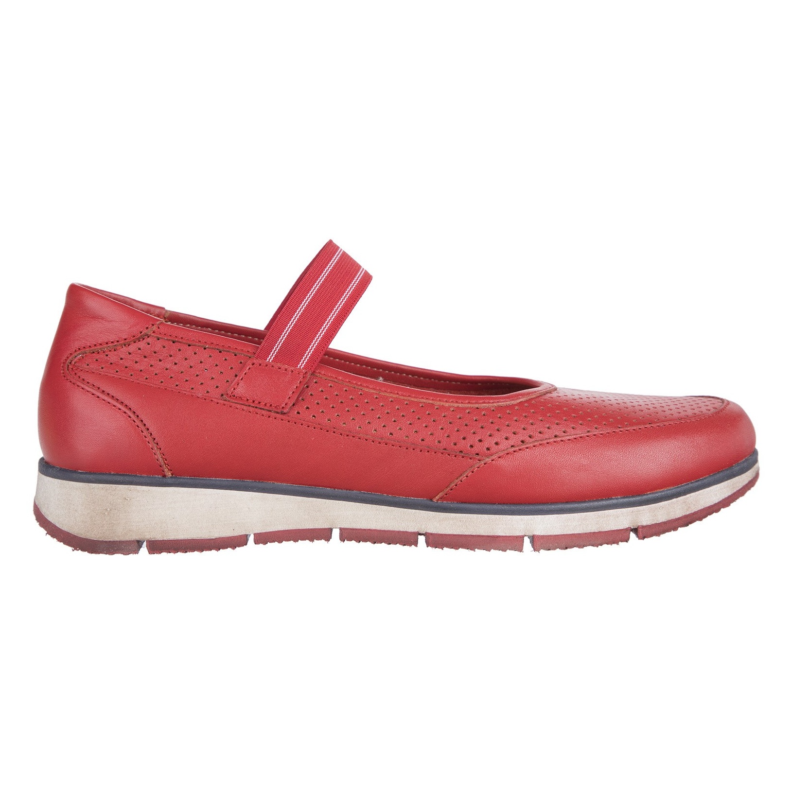 کفش تخت چرم زنانه - برتونیکس - قرمز - 1