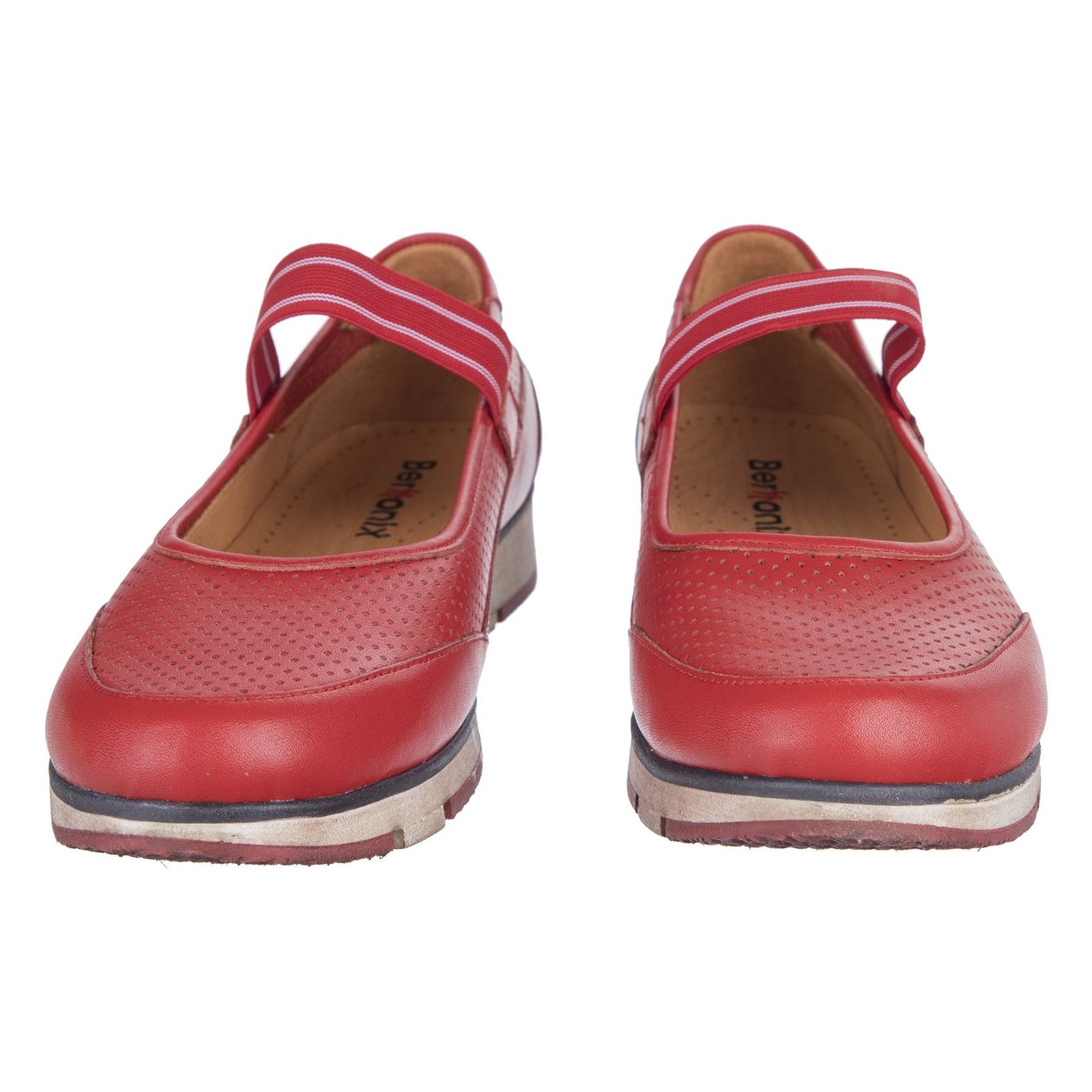 کفش تخت چرم زنانه - برتونیکس - قرمز - 5