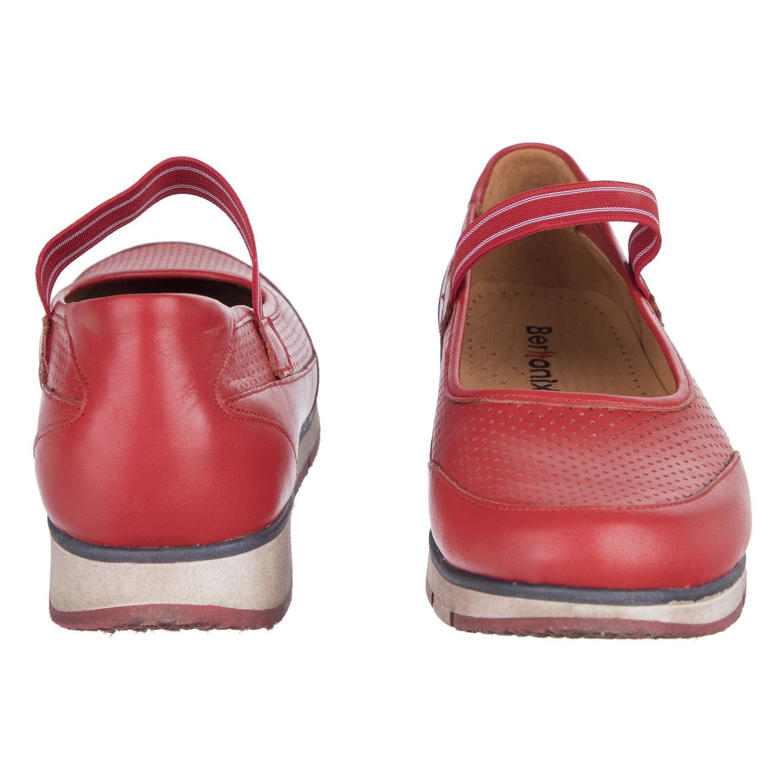 کفش تخت چرم زنانه - برتونیکس - قرمز - 6