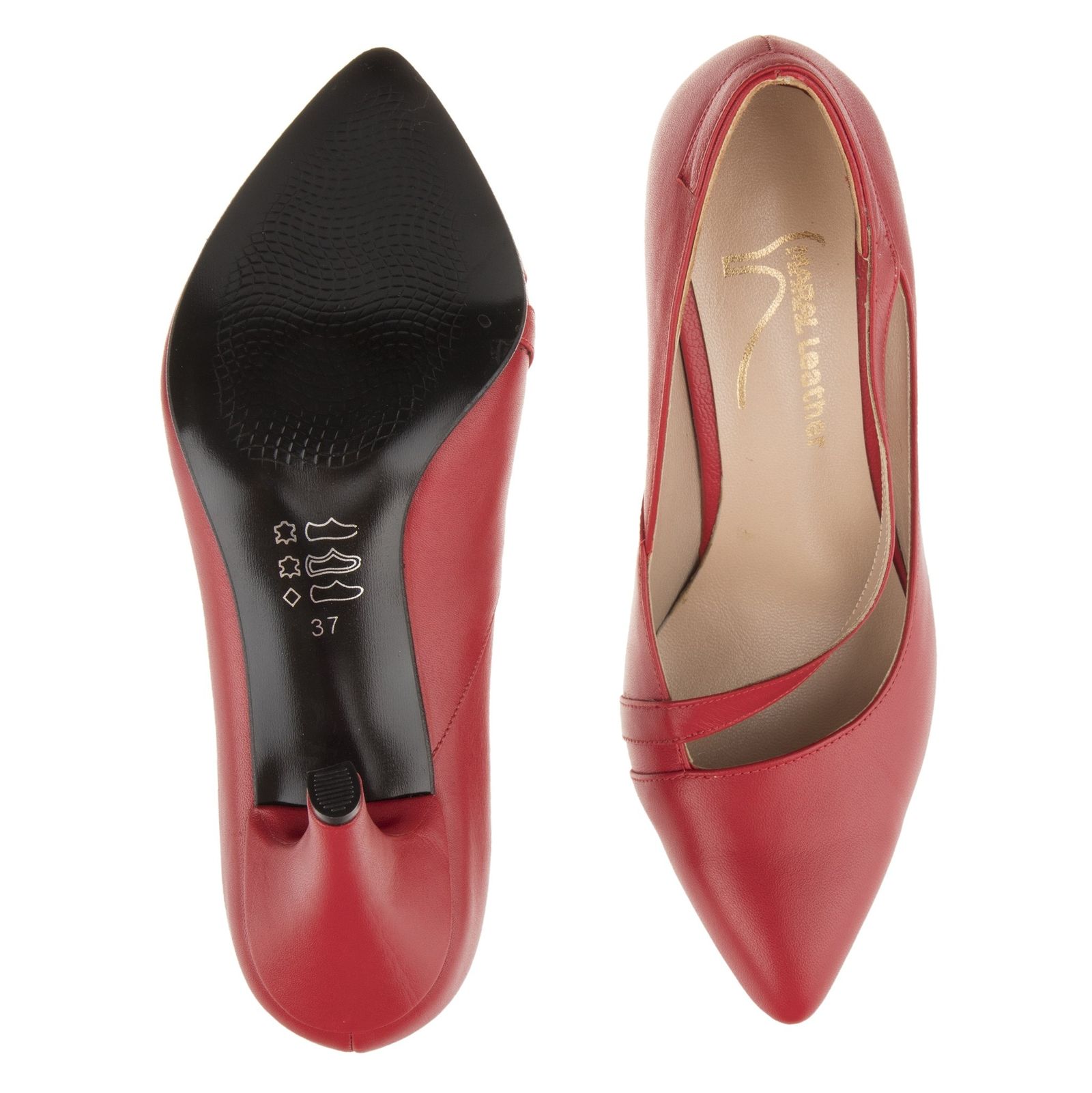 کفش پاشنه بلند چرم زنانه - مارال چرم - قرمز     - 3