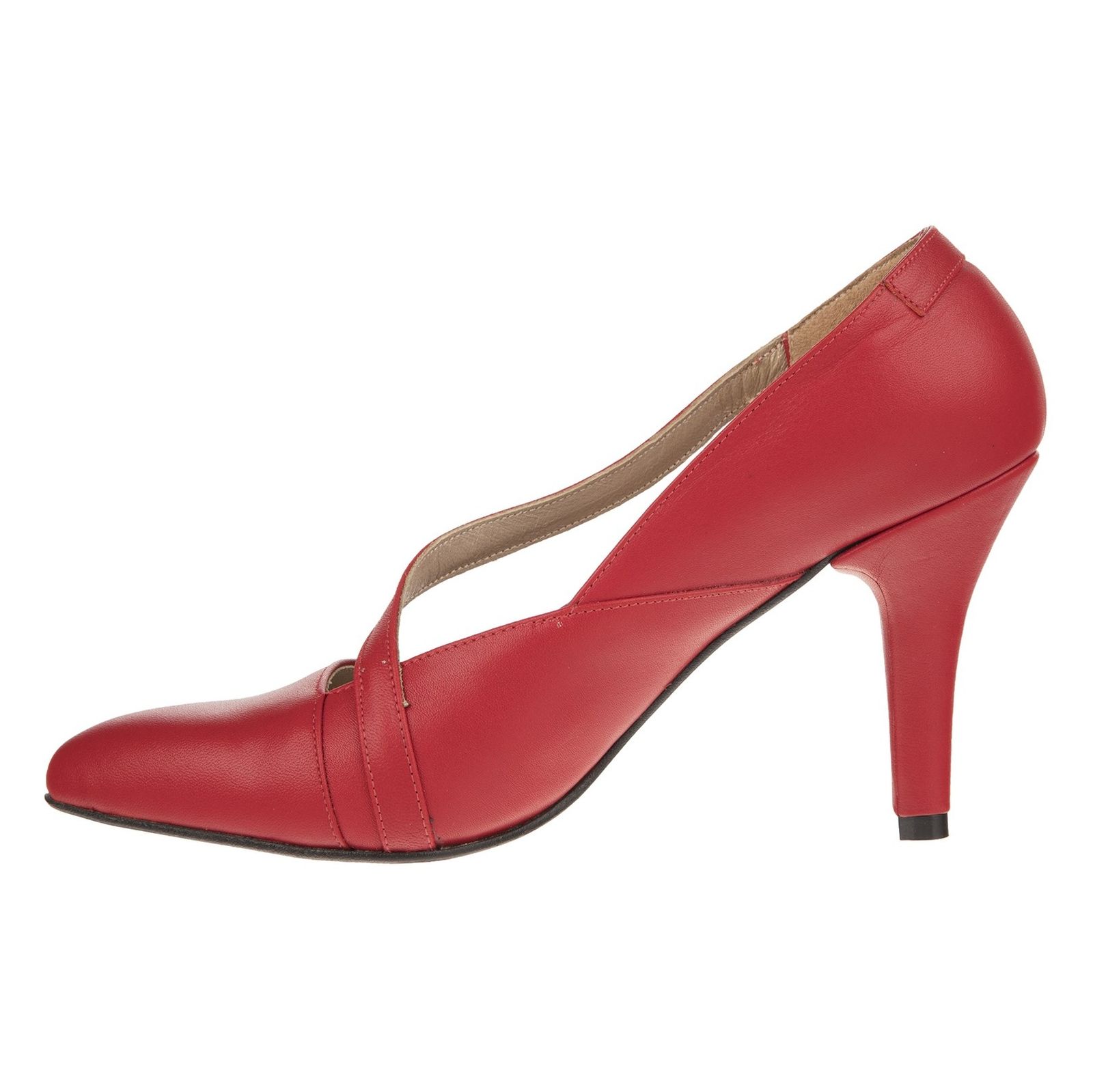 کفش پاشنه بلند چرم زنانه - مارال چرم - قرمز     - 4