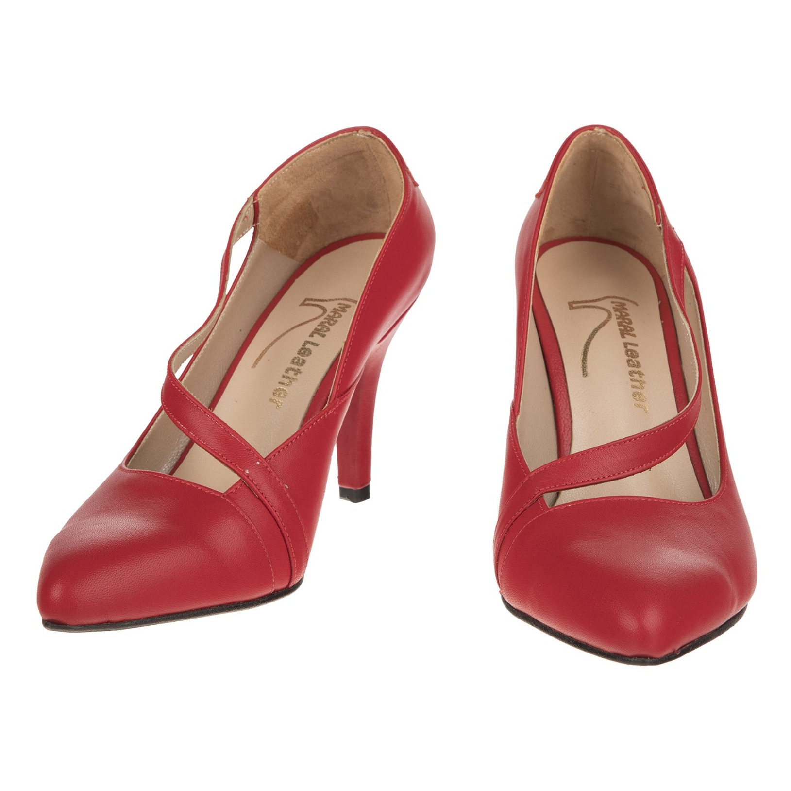 کفش پاشنه بلند چرم زنانه - مارال چرم - قرمز     - 5