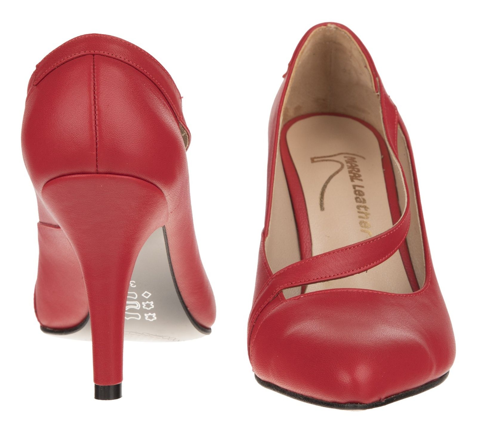 کفش پاشنه بلند چرم زنانه - مارال چرم - قرمز     - 6