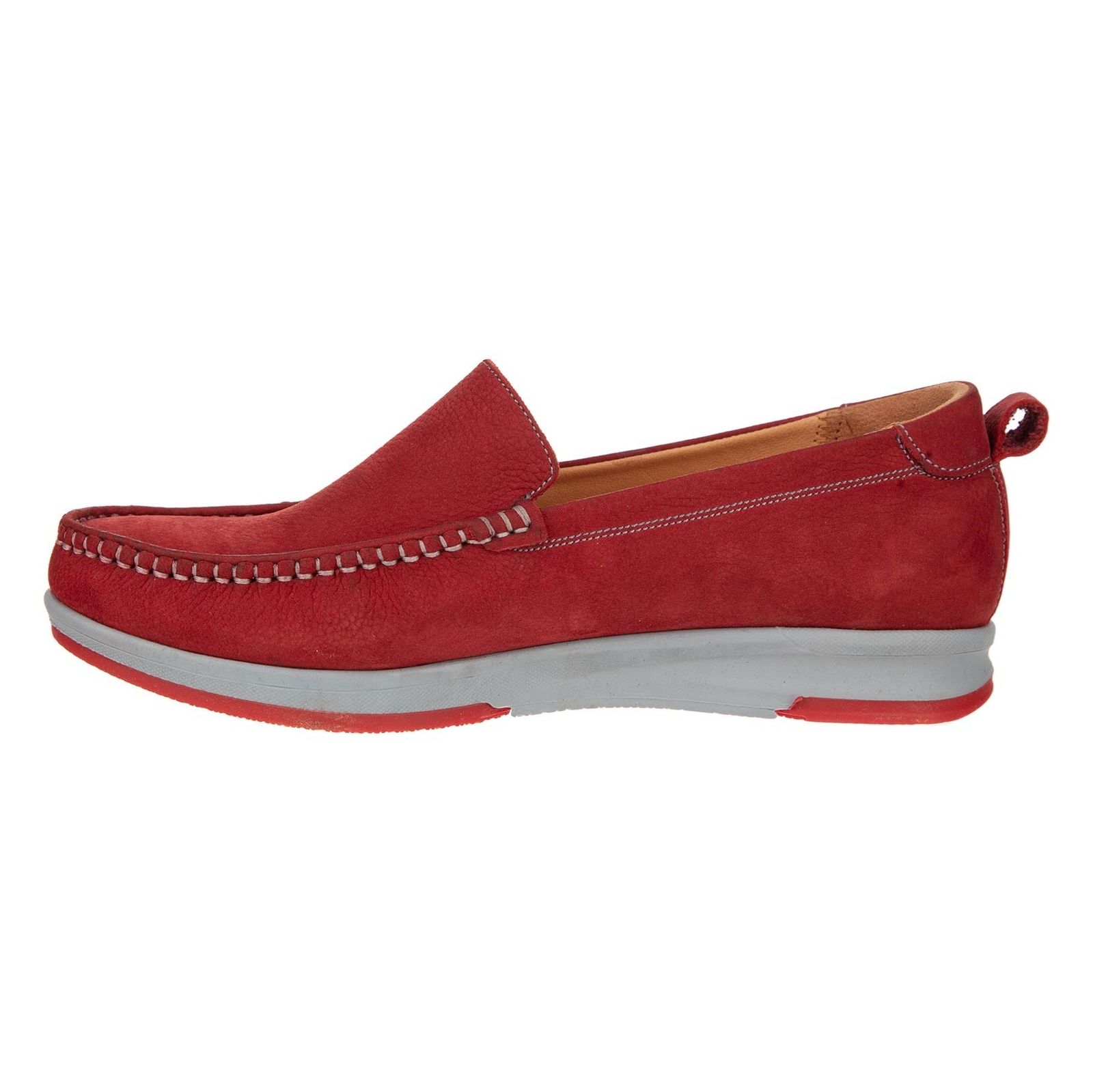 کفش تخت چرم زنانه - برتونیکس - قرمز - 5