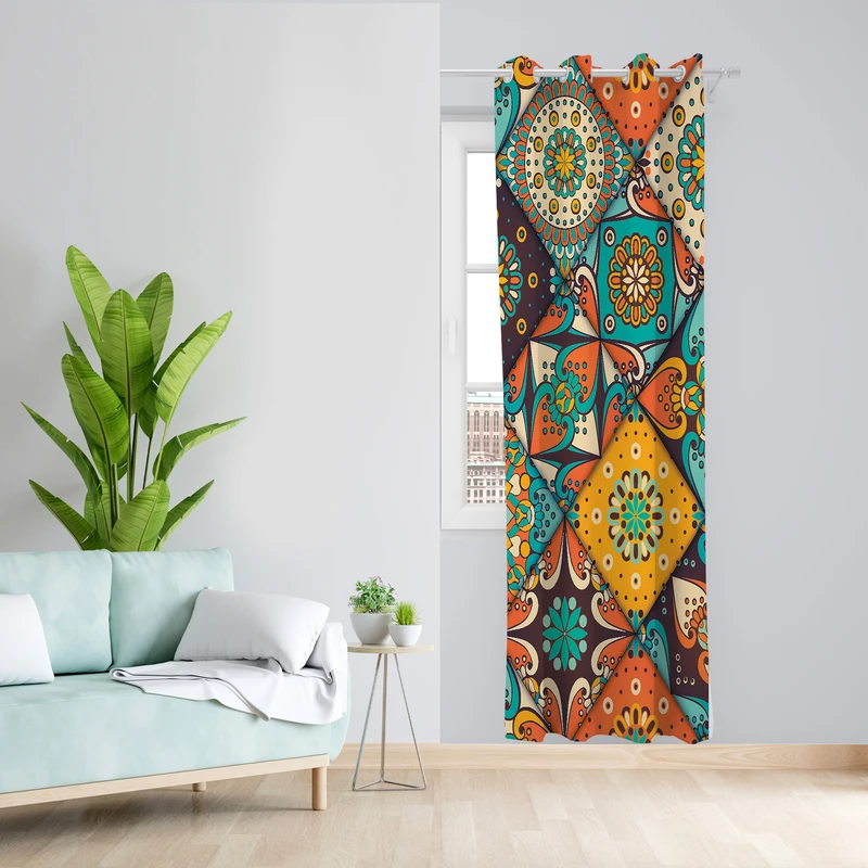 پرده طرح سنتی مدل مخمل پانچی کد 2597 z سایز 140x200 سانتی متر