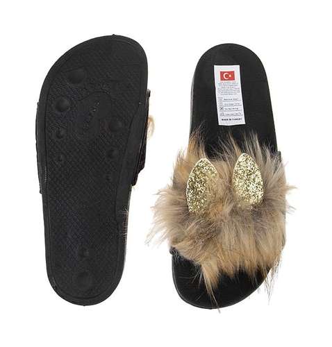 دمپایی زنانه خزدار , مدل خرگوشی DM2020