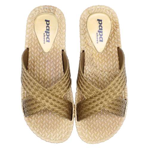 دمپایی زنانه پاپا مدل حصیری K1-GD دمپایی زنانه پاپا مدل حصیری K1-GD