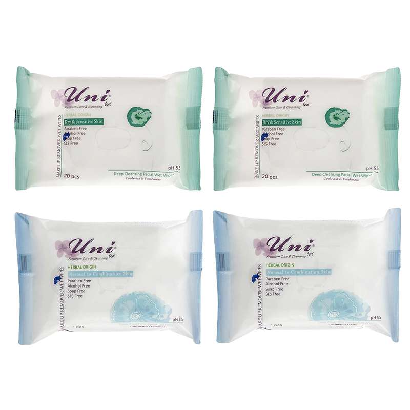 دستمال مرطوب یونی لد مدل D norm مجموعه 4 عددی