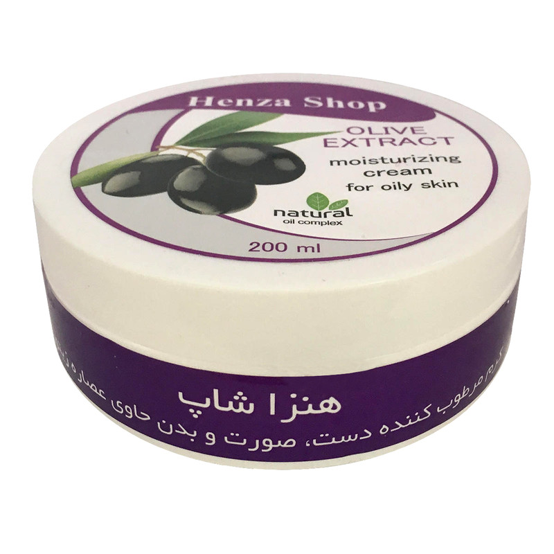 کرم مرطوب کننده هنزا شاپ مدل زیتون حجم 200 میلی لیتر