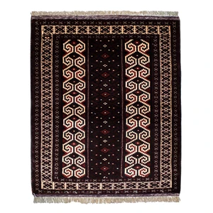 فرش دستبافت قدیمی یک متری طرح ترکمن کد 7126