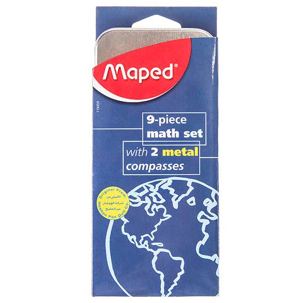 ست ریاضی Maped - بسته 9 تکه همراه با دو پرگار فلزی ست ریاضی Maped - بسته 9 تکه همراه با دو پرگار فلزی