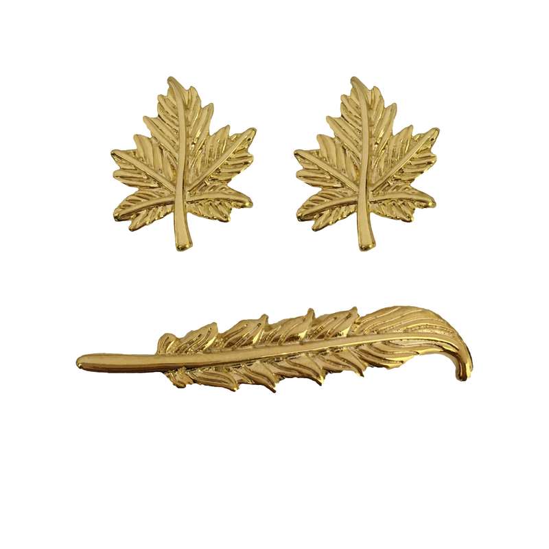 ست دکمه سردست و گیره کراوات مردانه زرکات طرح برگ ست دکمه سردست و گیره کراوات مردانه زرکات طرح برگ