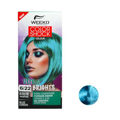 کیت رنگ مو ویکو مدل color shock شماره 6/22 حجم 80 میلی لیتر رنگ سبز آبی