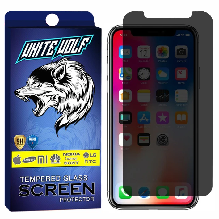 محافظ صفحه نمایش حریم شخصی وایت ولف مدل WGPS مناسب برای گوشی موبایل اپل iPhone XR