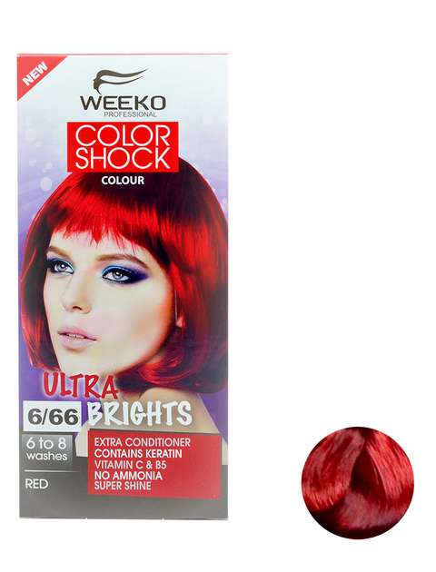 کیت رنگ مو ویکو مدل color shock شماره 6/66 حجم 80 میلی لیتر رنگ قرمز