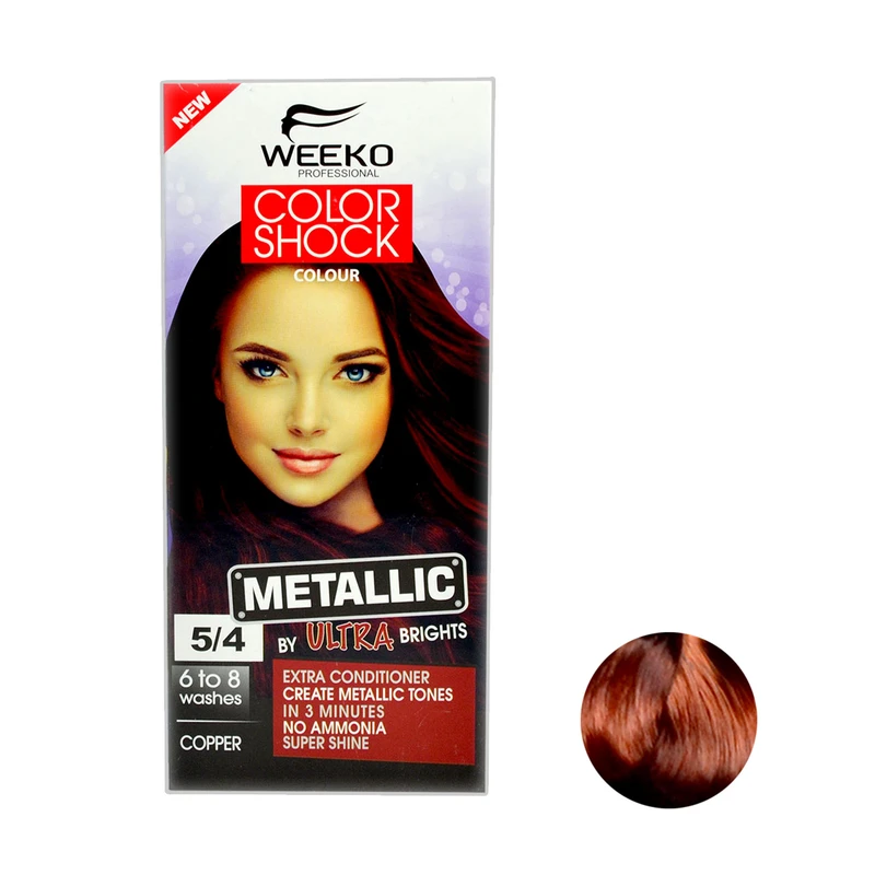 کیت رنگ مو ویکو مدل color shock شماره 5/4 حجم 80 میلی لیتر رنگ مسی