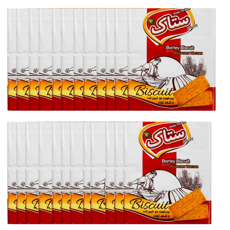 بیسکویت جو با شهد توت ستاک مقدار 180 گرم بسته 24 عددی